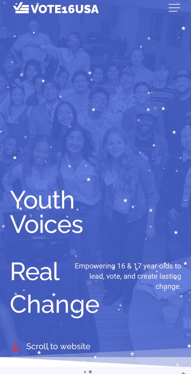 Vote16USA's tweet photo. We’re thrilled to launch the new Vote16USA website, a bold digital hub built for the movement to lower the voting age to 16 nationwide!

✅ Explore. Connect. Take action.
✅ https://t.co/awjT4kGzfu

#Vote16 #YouthPower #TheFutureIsNow #CivicEngagement https://t.co/9srKpwv9rD
