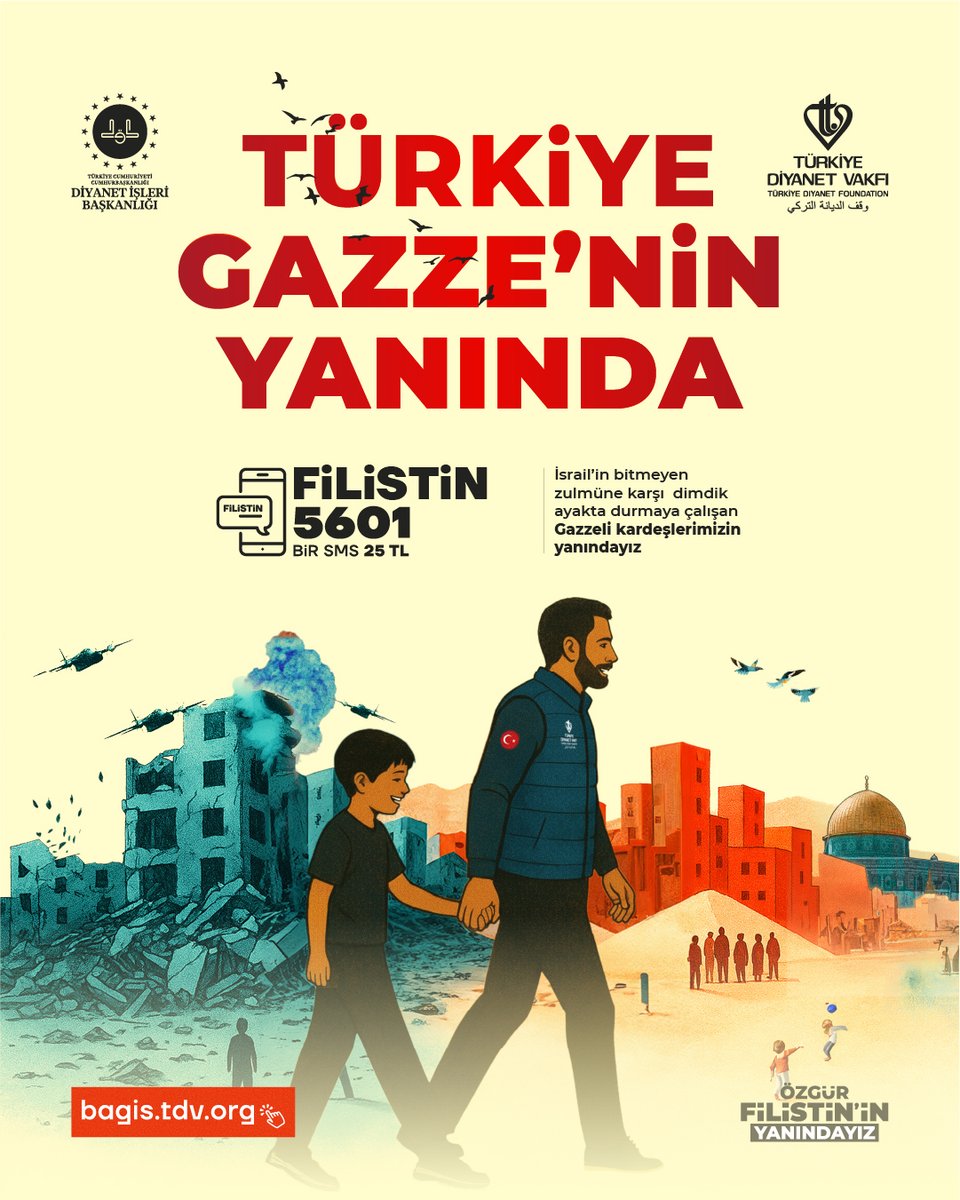 Gazze’nin yanında duran bir Türkiye var

Mazlumların yanında durmayı asırlardır bir vazife bilen alicenap milletimiz, bugün de aynı inanç ve kararlılıkla Gazze için yeniden seferber oluyor.

FİLİSTİN yazıp 5601’e SMS göndererek 25 TL destekte bulunabilir ya da