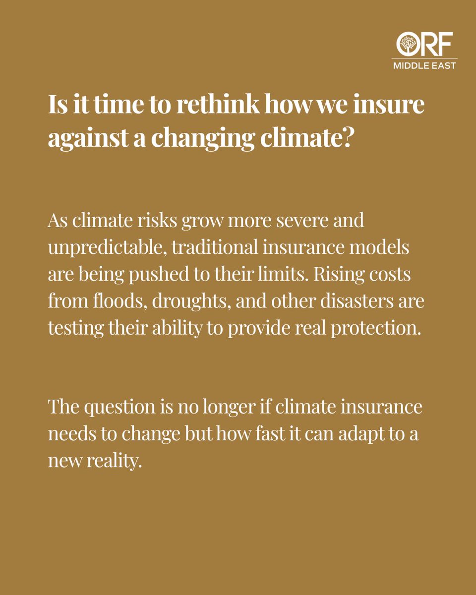 orfmiddleeast's tweet image. As #climate risks intensify, reactive #disaster relief is no longer enough.
#Parametric insurance offers a way to act before #crises unfold, linking payouts to measurable triggers and enabling faster, more predictable climate response.
✍️: Eric L. Hyman

Read here:…