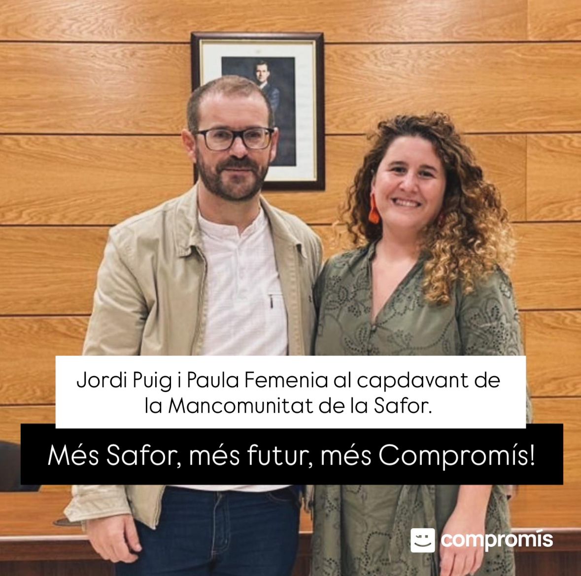 🧡 Volem felicitar els nostres companys Jordi Puig i Paula Femenia, que van ser triats ahir president i vicepresidenta de la Mancomunitat de Municipis de la Safor-Valldigna. 👏

#Compromís #SaforValldigna #FemComarca #CompromísPerGandia #JordiPuig #PaulaFemenia #OrgullDeCompromís
