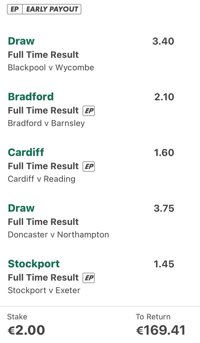 Alertfootytips1's tweet image. 90/1 LEAGUE 1 ACCA 🏴⚽️
If this wins we will give away £100 to 5 people: #efl
❤️ this post
🔁 RT this post
📨 Tag someone below & follows me ⬇️