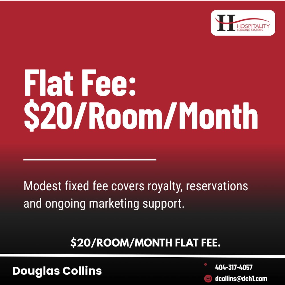 LodgingSystems's tweet photo. 💡 Pay less, keep more. Our $20/room/month flat fee covers royalty, reservations, and marketing—so margins improve. https://t.co/8lFDeXYCLL #FlatFee #HotelFranchise #OwnerFirst #HLS https://t.co/6bggZcbb4N