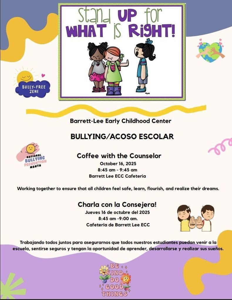 Join us for Coffee with the Counselor on Thursday, October 16th at 8:45 am  in the BLECC Cafeteria!