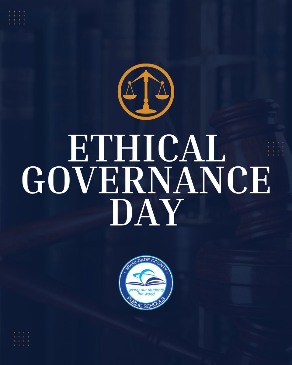 MDCPS's tweet image. Ethical Governance Day highlights the importance of civic responsibility, ethical leadership, and informed decision-making. At @MDCPS, we encourage students to learn about the values that guide leadership and strengthen our communities. #EthicalGovernanceDay