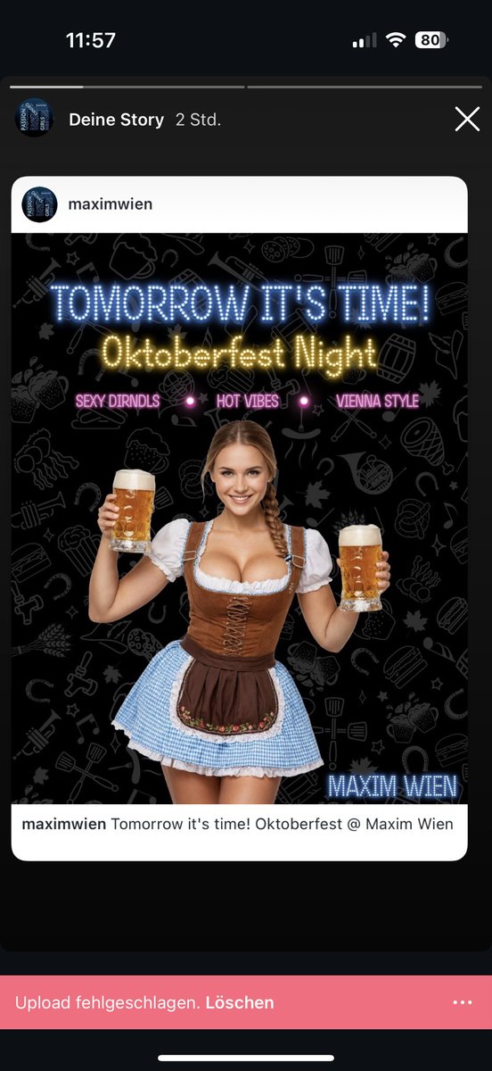 MaximVienna's tweet photo. See you tomorrow at Maxim‘s Oktoberfest Night 🍻 

Hot Girls in sexy Dirndls - cool Drinks - and a lot of Desire! 

#nightclub #vienna https://t.co/yFuCqumjHC
