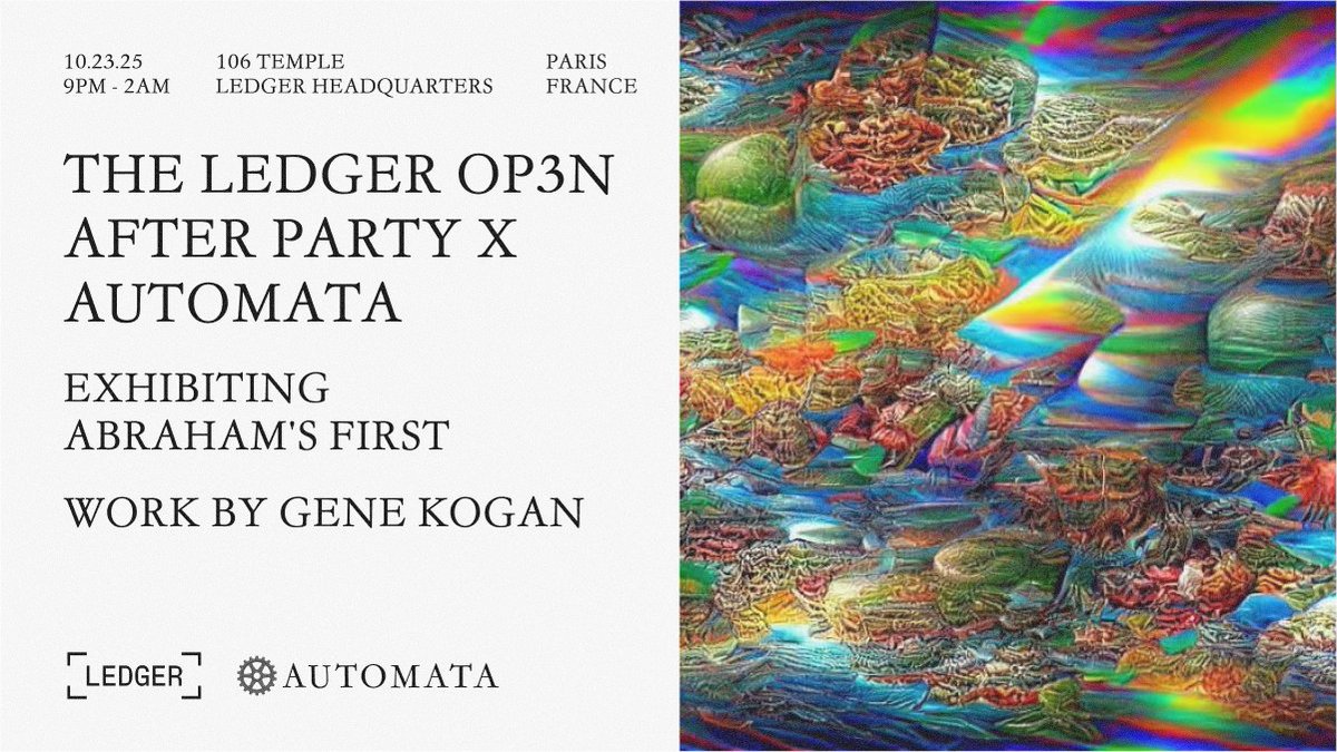 Paris, get ready. 

Something special is coming to 106 for Ledger Op3n. 

We’re celebrating artistic sovereignty and a new era of digital creation.

🧵⬇️
