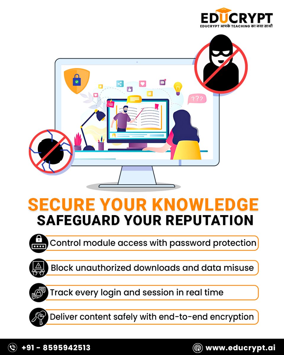 educrypt_ai's tweet image. Protect your valuable content and brand with EduCrypt. Advanced access controls, encryption, and real-time monitoring ensure your knowledge stays secure and exclusive.
#EduCryptSecurity #ContentProtection #BrandSafety #AccessControl #DataEncryption #KnowledgeSecurity