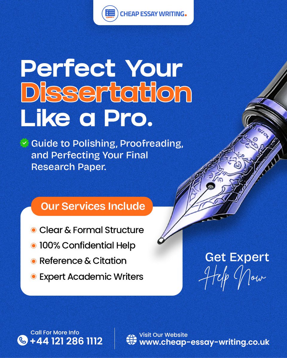 CheapEssaysUK's tweet image. 🎓 Perfect your dissertation like a pro!
You’ve researched for months — now let’s make it flawless.
We refine your structure, fix citations, and polish every detail till it shines.
Submit a dissertation that truly impresses your supervisor.
📩 Order Now
#DissertationHelp