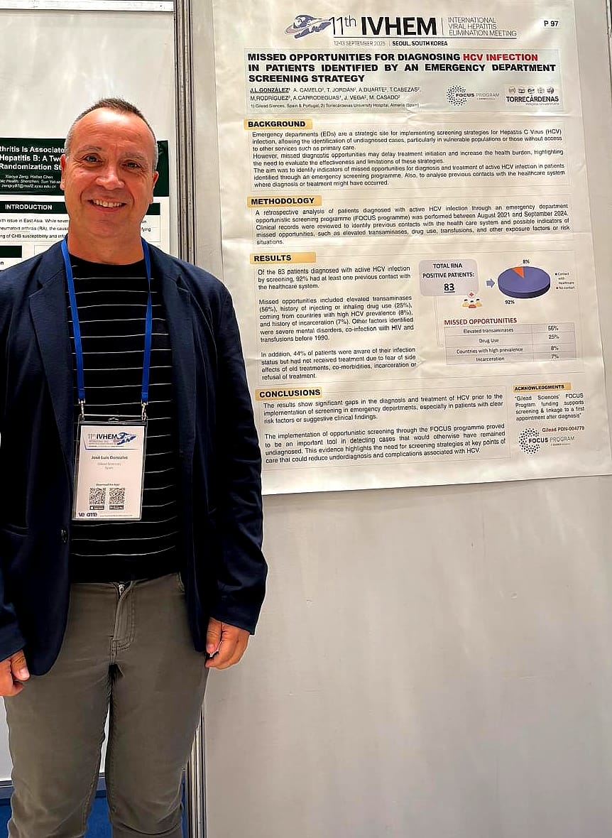 🤓José Luis González, Director Government Affairs &amp; International Director, FOCUS Program
🧑‍🏫 Presenta los resultados de cribado #VHC en el Servicio de Urgencias de nuestro <a href="/TorrecardenasHU/">Hospital Universitario Torrecárdenas</a> en el 11th International Viral Hepatitis Elimination Meeting en Seúl, Corea del Sur 🏥🤍🤝