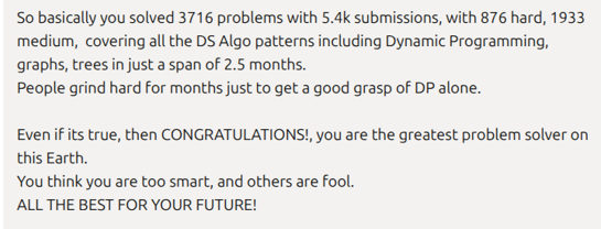 SwaDotDev's tweet image. It's Confirmed!
Internet is full of lies.
Earlier that 4cr package
Now this shit guy who solved entire LeetCode in just 2 months, and his audacity to flex it as an achievement on LinkedIn and guys are commenting "Congratulations", "Inspiring".
#LeetCode