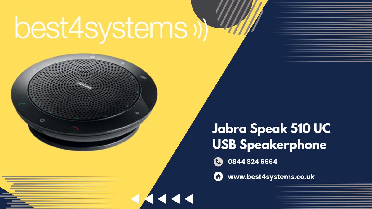best4systems's tweet image. The #Jabra Speak 510 is a portable unified communications Speakerphone with Bluetooth and USB connectivity options - allowing you to initiate audio #conferencing wherever you like, in the office or via mobile device.
Find out more
➡️best4systems.co.uk/jabra-speak-51…