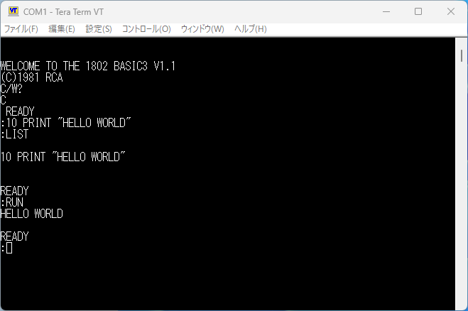 kanpapa's tweet image. RCA BASICも無事動きました。RAMは32Kbyteにしています。RCA BASICも無事動きました。RAMは32Kbyteにしています。#COSMAC #Pico2