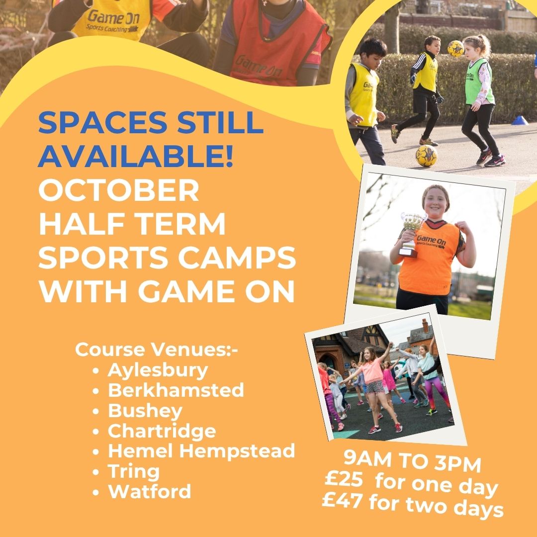 Don't miss out! Spaces still available for our October Half Term Sports Camps.  Click on this link to book your child a place gameonsportscoaching.co.uk/holiday-course…