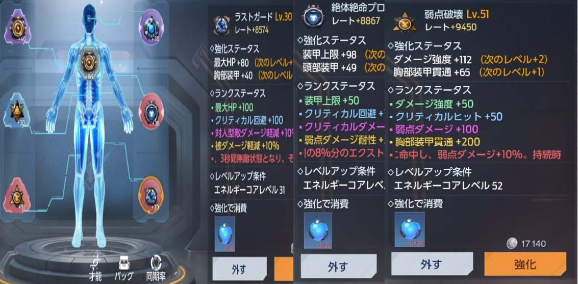 アカウント販売します。 
 【金チプ】 集中、ブレイブ、装甲爆破、装甲再生、戦時治療、ＨＰテクノロジー、機動的ダメージ軽減 全６ 
【研磨】 全６０＋クラフト７まで全完了
 ゴールド：2500万G RC：2023RC 
 販売者価格提示有り。ですが私通して価格交渉可能。 気になる人は私のDMにメセください。