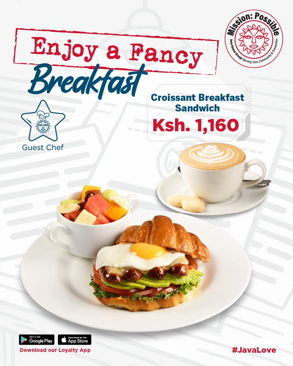 YayacentreKE's tweet image. Start your day with a rewarding breakfast when you order the @javahouseafrica Croissant Breakfast Sandwich. Now available at our Java branch on the ground floor. #JavaLove