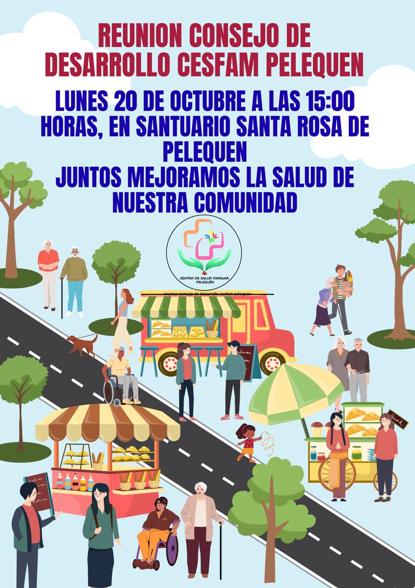 saludmalloa's tweet image. 📢 ¡Atención comunidad de #Pelequén!
🗓️ Lunes 20 de octubre | ⏰ 15:00 hrs
📍 Santuario Santa Rosa de Pelequén
Se realizará la reunión del Consejo de Desarrollo del CESFAM Pelequén.
¡Te invitamos a participar y aportar a nuestra salud comunitaria! 💙
#Malloa #CESFAMPelequén