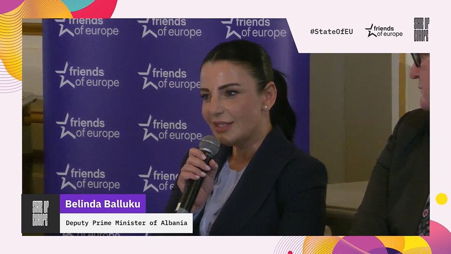 FriendsofEurope's tweet photo. 📣At today’s #StateOfEU, @BallukuBelinda, Deputy Prime Minister and Minister of Infrastructure and Energy of Albania, argues that unified long-term architecture is critical for national security in the future.
❝We must understand that unity is one of the most important instruments to be used for our security. Building a new defense architecture for this old continent is maybe the most important step for a secure future.❞