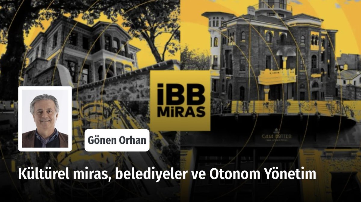 ❝ Önümüzdeki süreçte hazırlanacak YEREL YÖNETİMLER REFORM PAKETİ açısından yukarıda yazılanların tartışma başlangıcı olması umudu ile… ❞

Kültürel miras, belediyeler ve Otonom Yönetim

✍️ Gönen Orhan (<a href="/gnen_orhan/">Gönen Orhan</a>) yazdı.

Okumak için ➡️ yeniarayis.com/yazi/kulturel-…