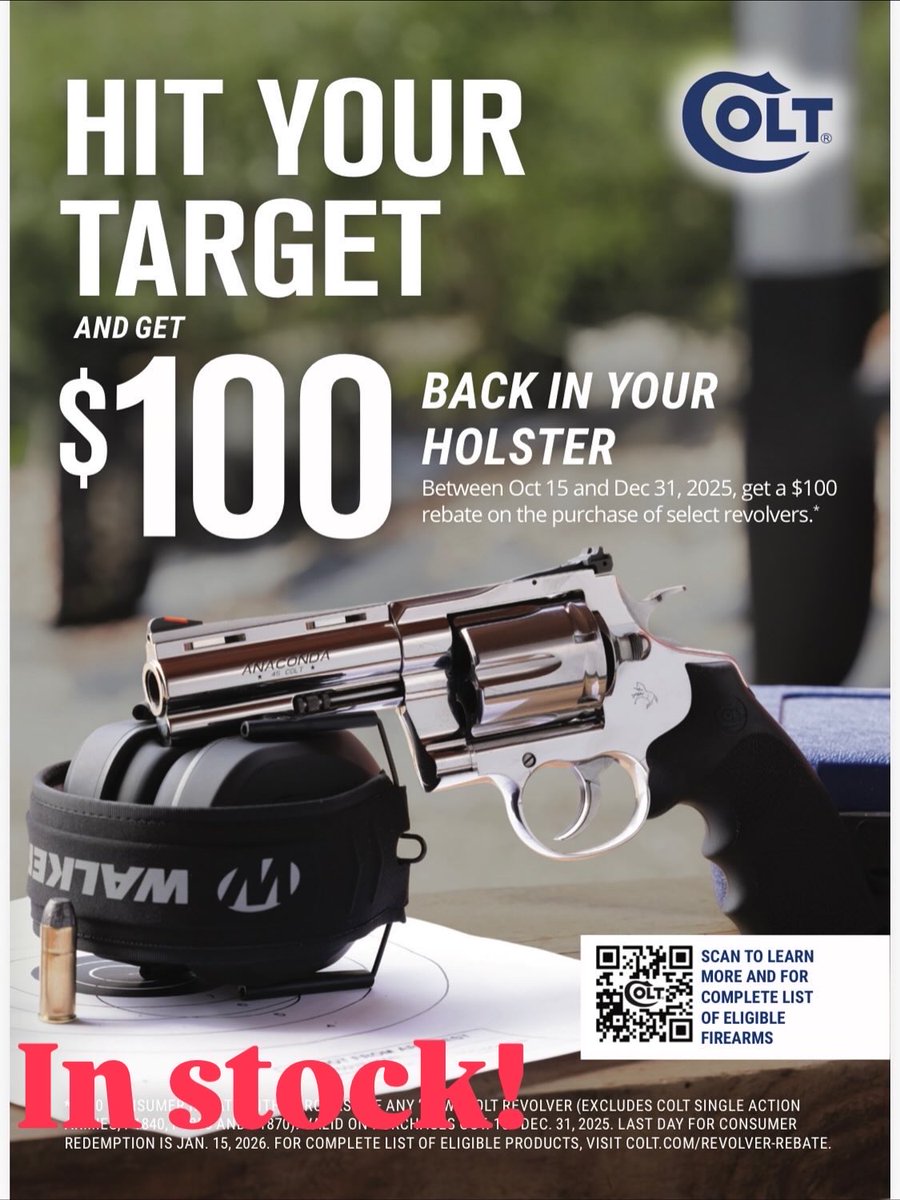 MaceSportsInc's tweet image. Open 10-6! Great rebates from Colt!
#coltmanufacturing
#ColtPython #revolvers
#1911s