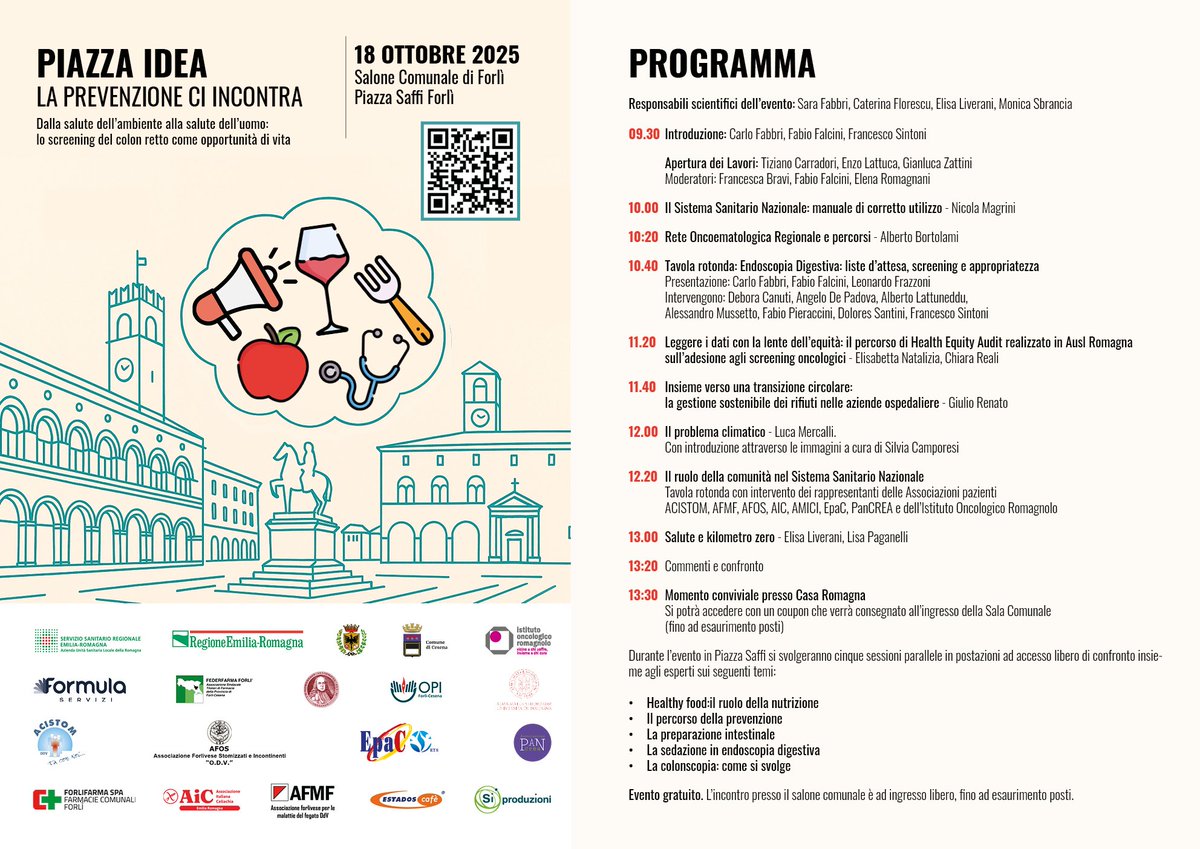 Sabato 18 ottobre sarò a FORLÌ per parlare di clima al convegno "PIAZZA IDEA -  La prevenzione ci incontra".
Appuntamento alle 12 al Salone Comunale, piazza Saffi 8