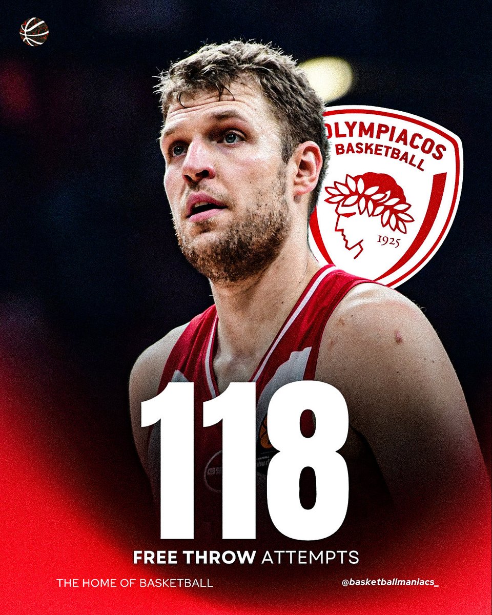 Top 5 teams with the most free throw attempts in the first 4 rounds of the EuroLeague🧐

       1.Olympiacos— 118
2.Crvena Zvezda — 107
3.Paris — 104
4.Maccabi — 98
5.Panathinaikos — 94

#basketballmaniacs #basketball #olympiacosbc #paobc #paris #maccabi #zvezda