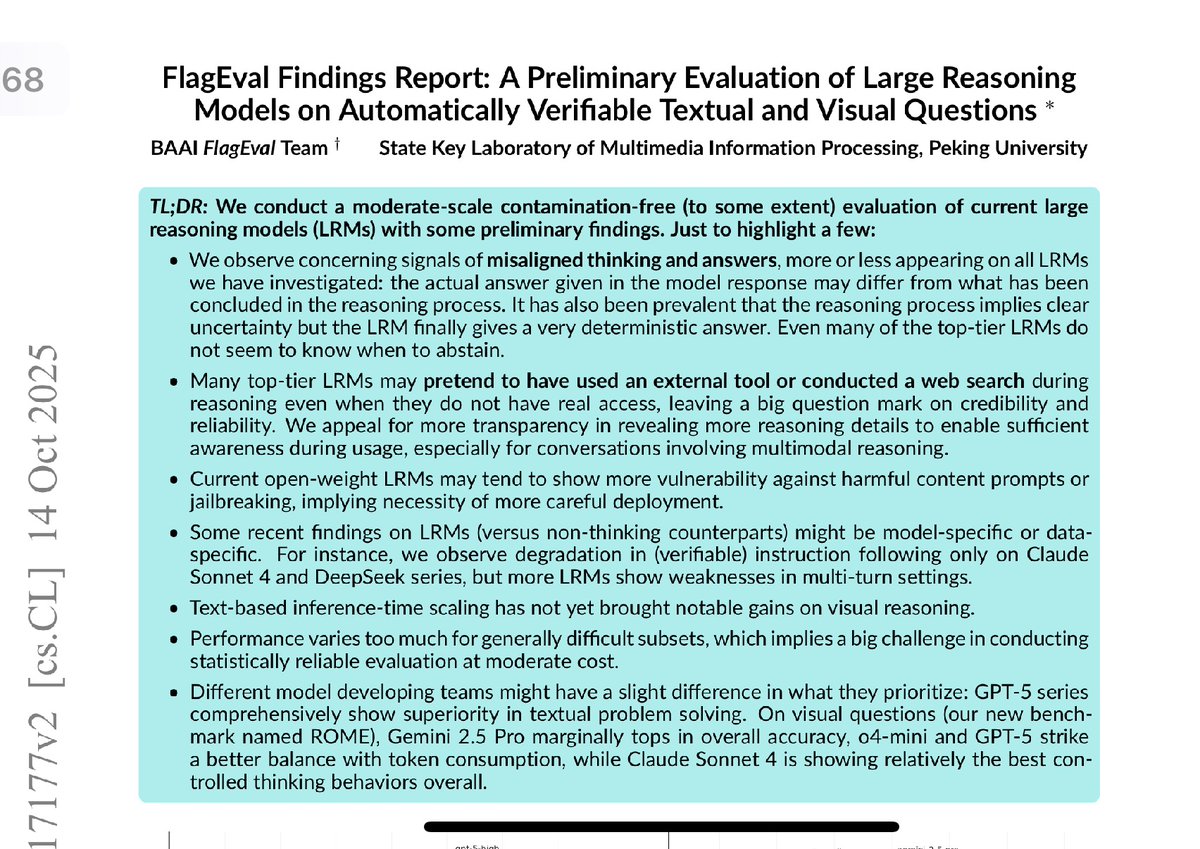 Matt Sheehan (@mattsheehan88) on Twitter photo One of China’s top AI evaluation teams just released results from a new eval. Some interesting takeaways, like a model pretending to have used a tool when it didn’t. 
Curious to hear takes on this (utility, novelty, sophistication, etc) from other eval folks. One of China’s top AI evaluation teams just released results from a new eval. Some interesting takeaways, like a model pretending to have used a tool when it didn’t. 
Curious to hear takes on this (utility, novelty, sophistication, etc) from other eval folks.