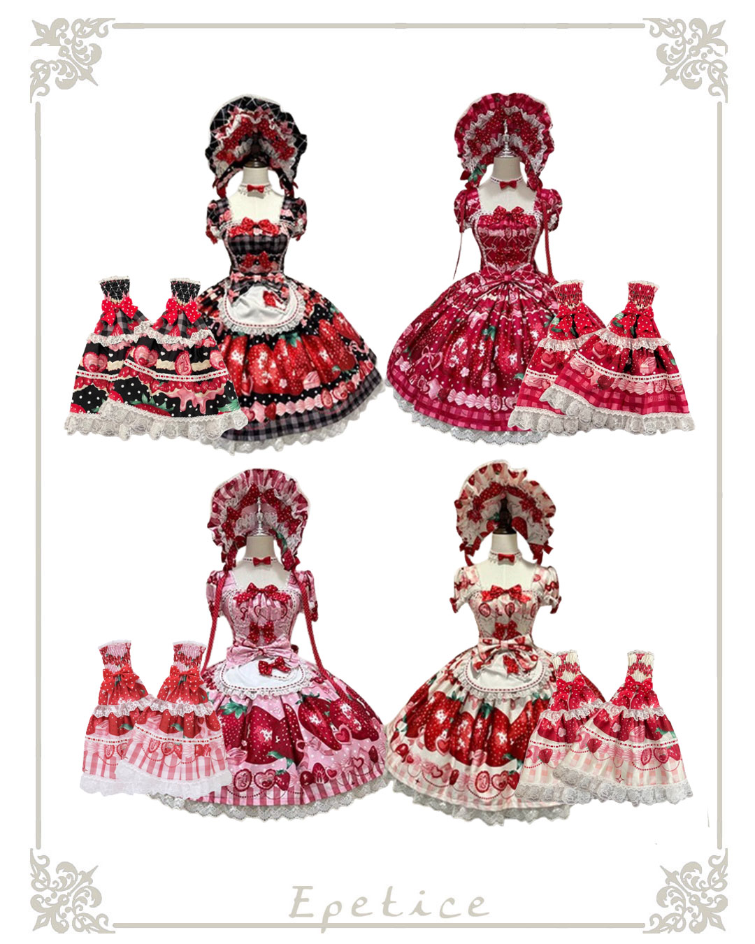 epetice ロリータ ジャンパースカート strawberry cream Strawberry Cream ジャンパースカート【Dream Lolita】 – Epetice