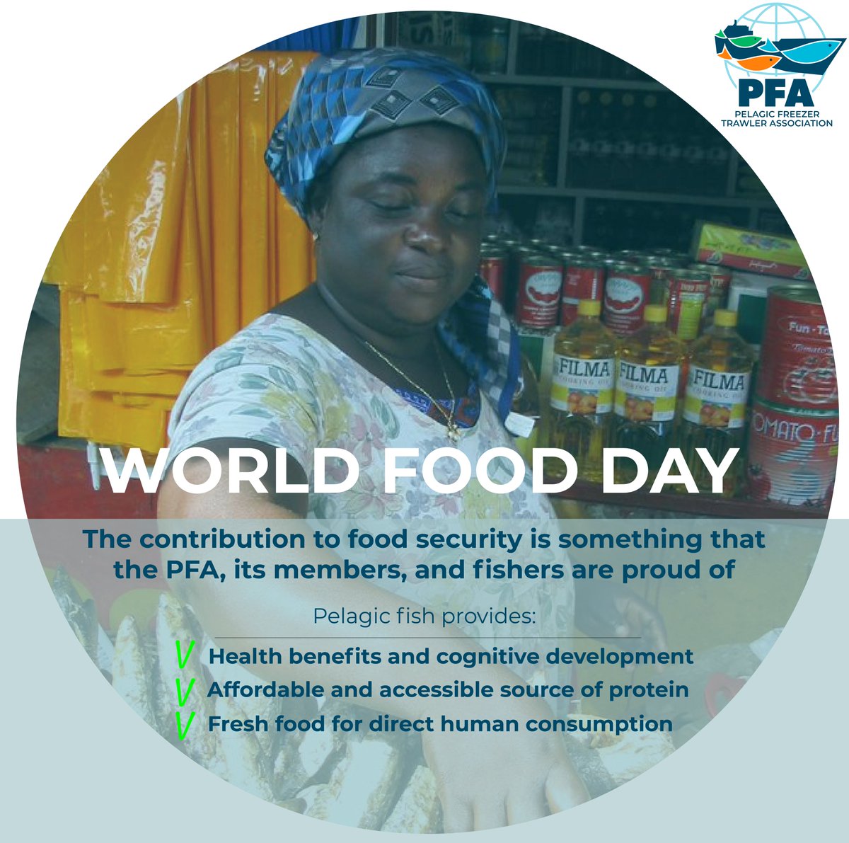 PFA_eu's tweet image. On #WorldFoodDay, we reflect on the importance of healthy food.

Pelagic fish 🐟 offer a nutritious, affordable source of protein and vital nutrients — essential to nourish communities around the world. 🌍