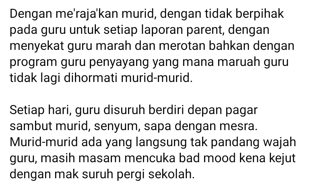 Marchfoward's tweet photo. Apa yang Cikgu Fadli Saleh luahkan ni adalah luahan ramai guru guru termasuk kawan kawan aku yang jadi guru. Inilah apa yang cikgu cikgu rasa di sekolah 

Kembalikan kuasa merotan untuk kembalikan kuasa mendidik kepada para guru. Itu tujuan dia. Sebab dalam gambar itulah situasi di sekolah sekarang 

Lepas tu KPM, JPN, PPD hairan kenapa ramai Guru letak jawatan sebab tak lagi berminat dengan Institusi Pendidikan. 

KPM sepatutnya membela Guru Guru. Bukan menindas guru guru. Bila Guru luahkan cadangan dan pandangan. KPM memilih untuk ambil Tindakan Tatatertib berbanding mengambil pertimbangan dalam cadangan itu