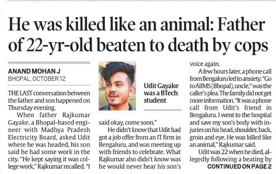 sierraoperator's tweet photo. modiji kaha gaya na khaunga na khane dunga ? the cops killed him when he denied them a ₹10,000 bribe . he had recently got placed and got a good paying job . where are we leading bc
#JusticeForUdit https://t.co/iAVTpbXOnT