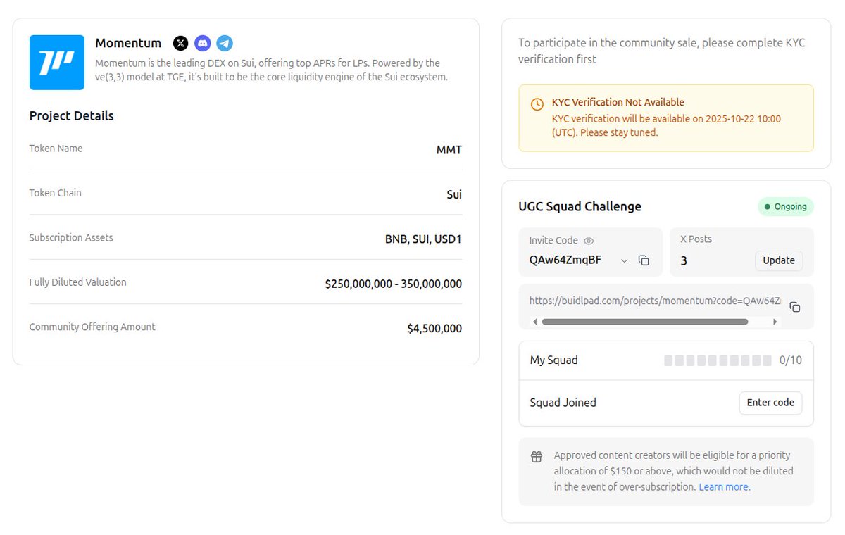 only_shirai's tweet image. If you have any content about  @MMTFinance, you can join my UGC team on @buidlpad  with 👇

buidlpad.com/projects/momen… or paste the code QAw64ZmqBF

All approved content creators are eligible for an undiluted priority allocation of $150 or above.

Expecting at least a 3x from the…
