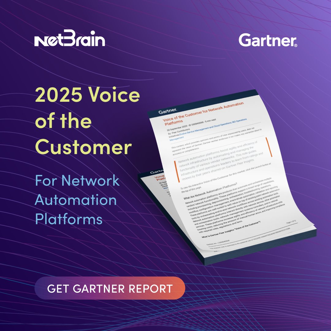 NetBrainTech's tweet image. We’re honored to be named a Strong Performer in the 2025 Gartner® Voice of the Customer for Network Automation Platforms. Thanks to our users! 
 
⭐️ 4.6/5 overall 
💬 92% would recommend 
 
See why customers love NetBrain: okt.to/CF49Z7