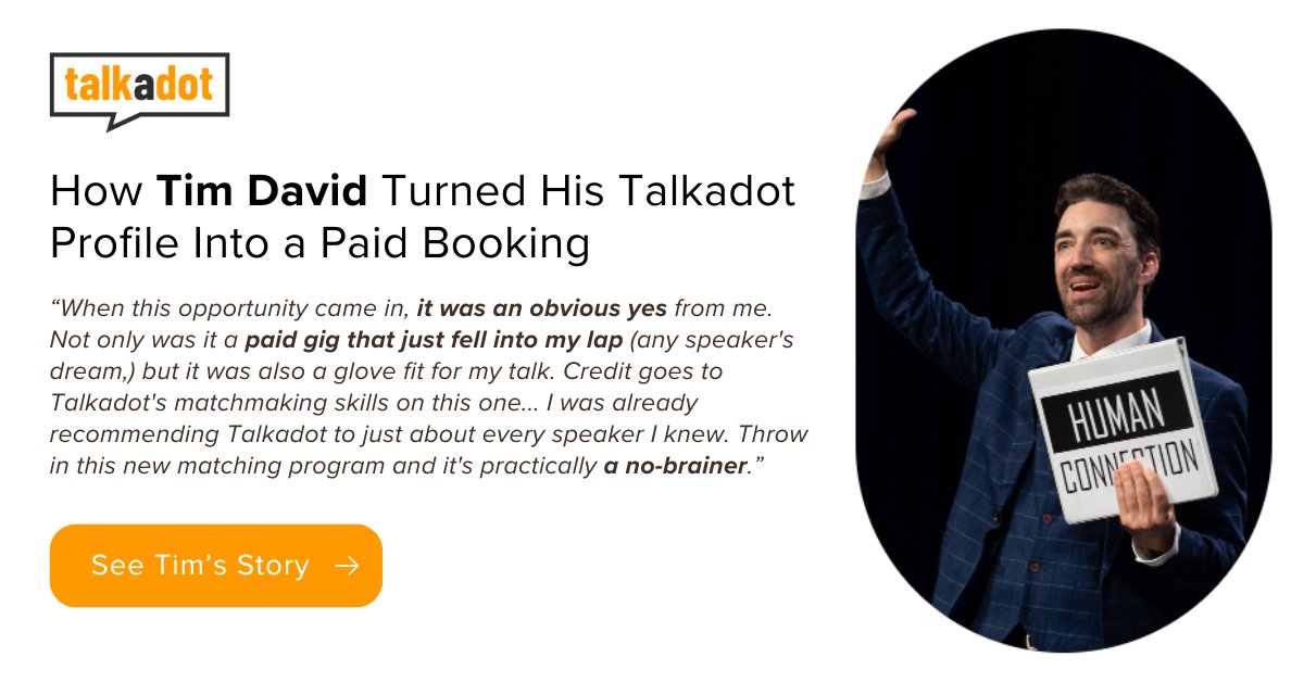 Entrepreneurs have full plates and long lists. Wondering if your Talkadot Profile is worth the 30 minutes it takes? Ask Tim David! Read his story here: talkadot.com/case-studies/h…