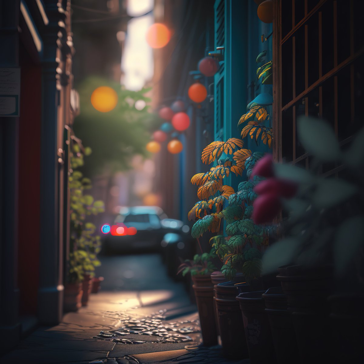 NoBanksNearby's tweet image. 7:40 AM. See the quiet glow on the cobblestones? That golden warmth kissing the teal shutters, waking the leaves. This minute holds the gentle promise of the day, revealed in every subtle shift of light and shade. Don't rush it.
#CreativeCode #PremiumNFT #MindfulnessArt…
