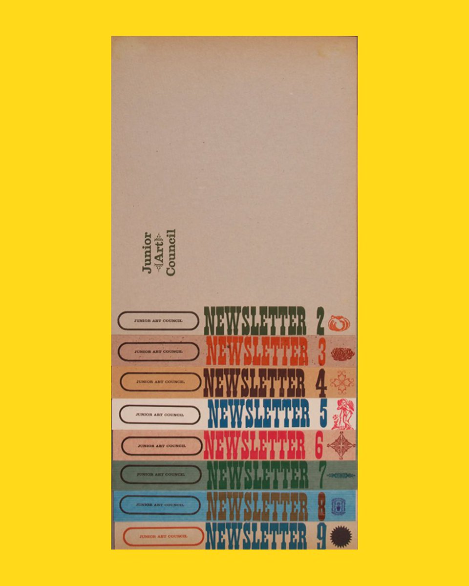 Junior Art Council Newsletter covers designed by Marilyn and John Neuhart for LACMA from Louise Sandhaus, Earthquakes, Mudslides, Fires &amp; Riots: California and Graphic Design 1936-1986, pp. 90

#PeoplesGDArchive
#GDArchive