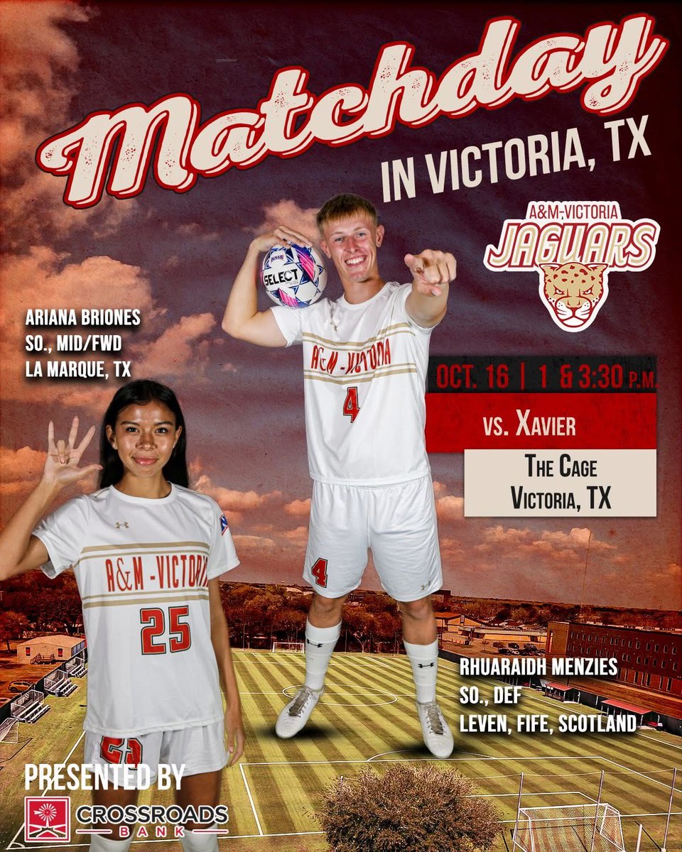 The Jags are ready. Are you?

🆚Xavier (La.)
🏟 The Cage
📍Victoria, TX
⏰1 / 3:30 p.m.
📊TAMUVAthletics.com
📺YouTube.com/@TAMUVAthletics

#GoFirst #UpTheJags