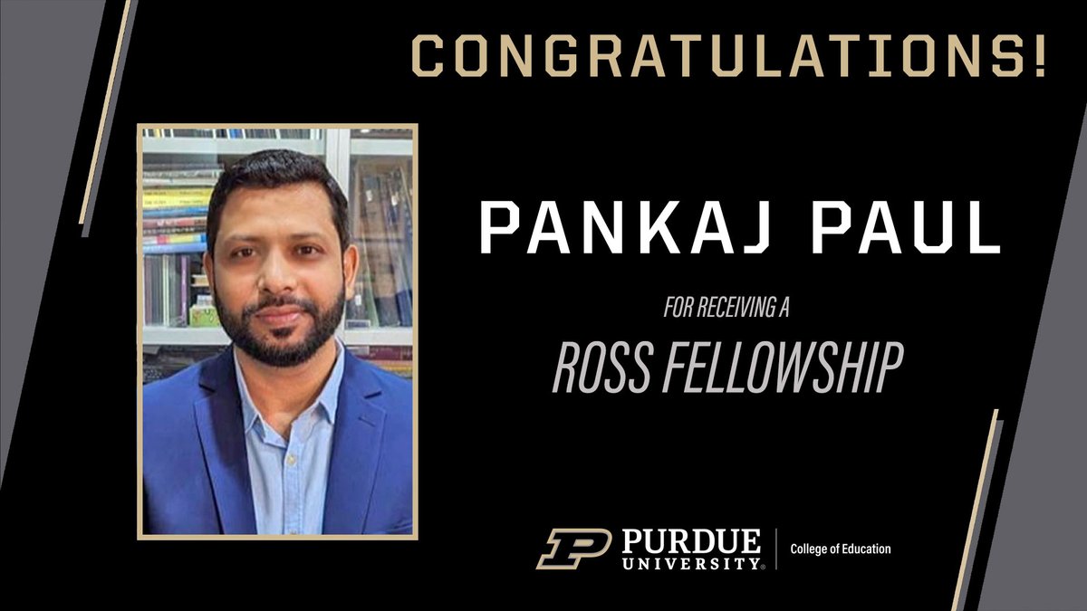 PurdueEDU's tweet image. Congrats to Learning Design &amp;amp; Technology doctoral student Pankaj Paul for receiving a #RossFellowship! His research focuses on integrating instructional methods &amp;amp; #emergingtechnologies to innovate collaborative, situated, experiential, &amp;amp; authentic language learning experiences.