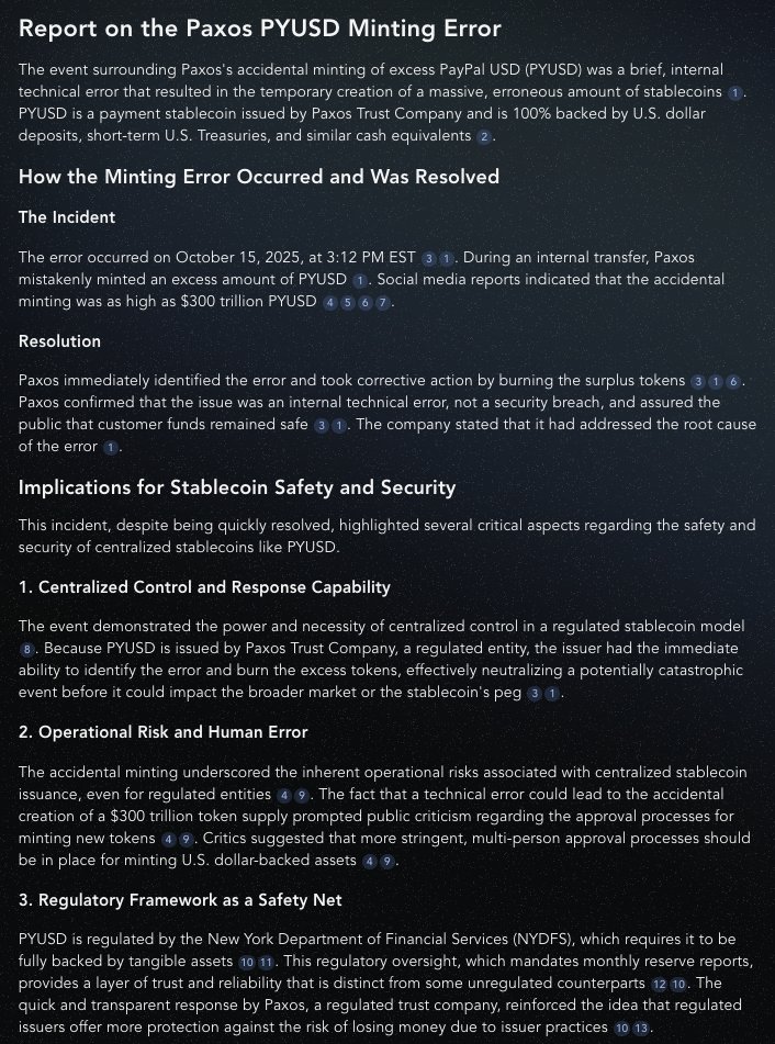 ishraq8's tweet photo. Paxos minted over $300 trillion in PYUSD. Copilot has a summary of what happened, how it happened and future measures stablecoin issuers can take. https://t.co/69rhw5UhDK
