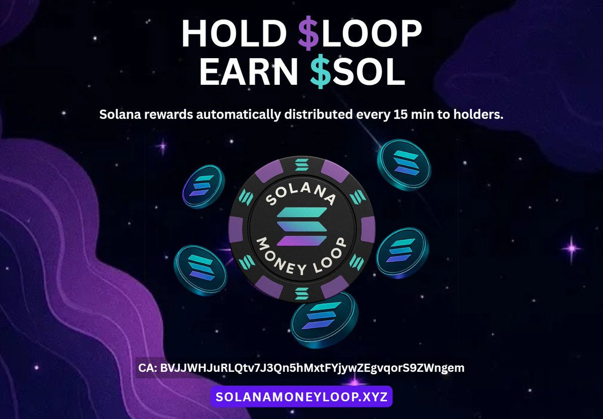 solanamoneyloop's tweet image. 🚀 IT’S OFFICIAL — $LOOP IS LIVE❗️

CA: BVJJWHJuRLQtv7J3Qn5hMxtFYjywZEgvqorS9ZWngem

Hold $LOOP ➡️ Earn $SOL 💰

Automatic @Solana rewards drop every 15 minutes just for holding.

The $LOOP never stops. 
The more you hold, the more you earn. 🔁

🌐 SOLANAMONEYLOOP.XYZ
✍️…