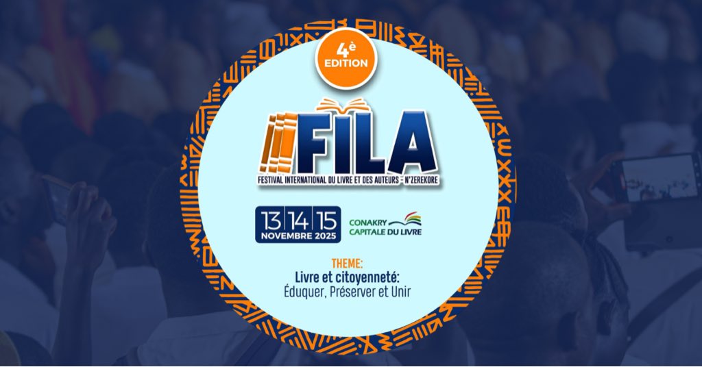📖 La quatrième édition du Festival International du Livre et des Auteurs (FILA) se tiendra du 13 au 15 novembre 2025 à N’zérékoré, en #Guinée.

📎 À lire ici : dimiomedia.org/news/fila-2025…
#litteraturejeunesse #litterature #culture