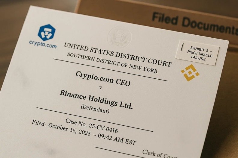 🚨  JUST IN:

<a href="/cryptocom/">Crypto.com</a> CEO HAS FILED A CASE AGAINST <a href="/binance/">Binance</a> FOLLOWING $400B IN LIQUIDATIONS FLASH CRASH CAUSED BY BINANCE’S FAULTY INTERNAL PRICE ORACLES  

GET YOUR FUNDS OFF #BINANCE  IMMEDIATELY
