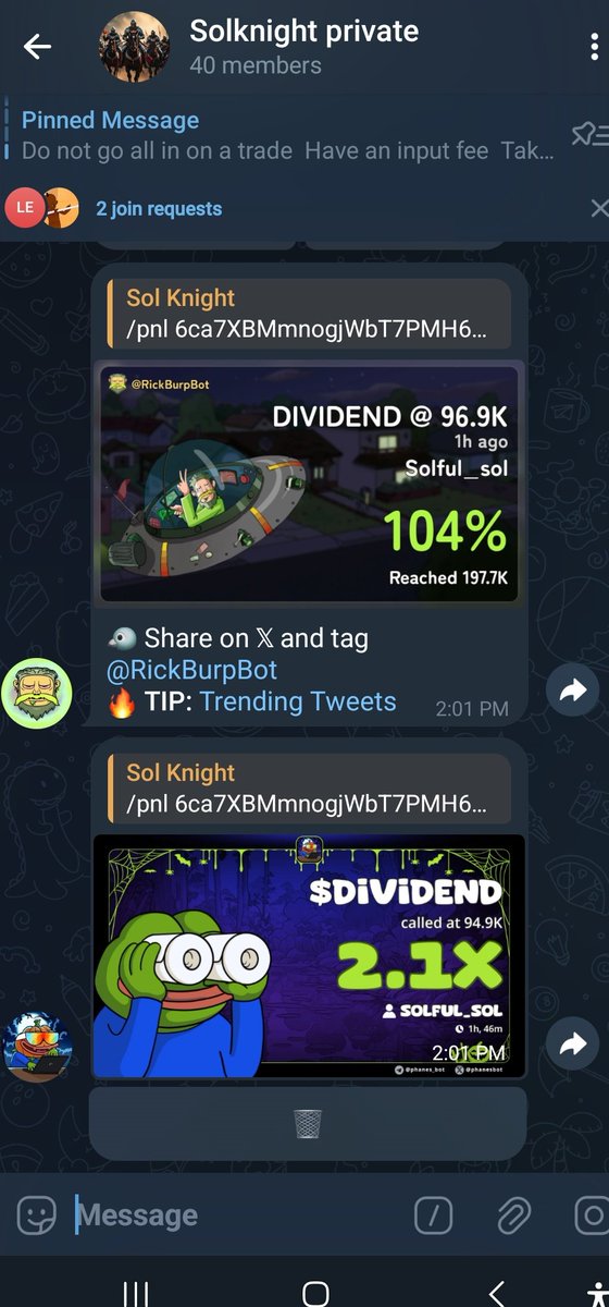 2.1x

$DIVIDEND 

/pnl 6ca7XBMmnogjWbT7PMH6GkWHwWQTkU8Mm9YK19F1pump

Dm: t.me/Solful_sol for entry into my tg group 

#Solana #Memecoin