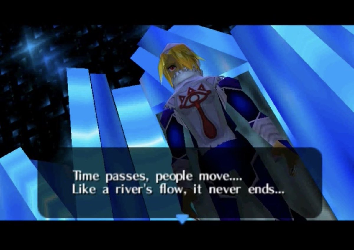 fancyoverture's tweet image. Shiek's messages didn't make a lot of sense to me as a kid, but playing the game nowadays brings all new meaning. Time affects everyone differently, we can't stop how it moves, we can only choose how to sail through it