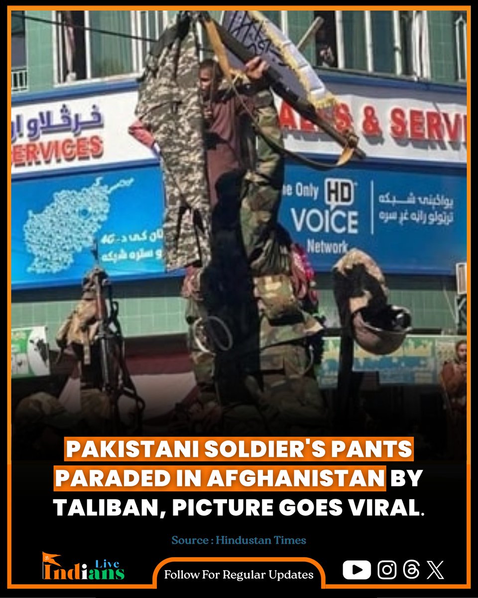 live_indianss's tweet photo. Pakistani soldiers' pants paraded in Afghanistan by Taliban, picture goes viral.
#Pakistan #Afghanistan #Taliban #PakistanArmy #ViralNews
#BreakingNews #InternationalNews #SouthAsia #GeoPolitics #TrendingNow https://t.co/AhUgdNrol5