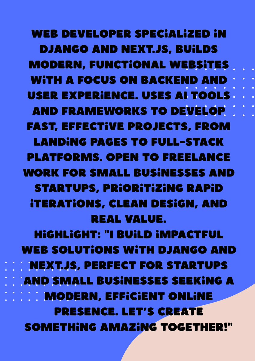 GamerNewba84's tweet image. portfolio-phani-new.vercel.app
#WebDeveloper #DjangoDeveloper #NextJS #WebDevelopment #FullStack #BackendDeveloper #FreelanceWebDev #WebDesign #TechForStartups #SmallBusinessTech