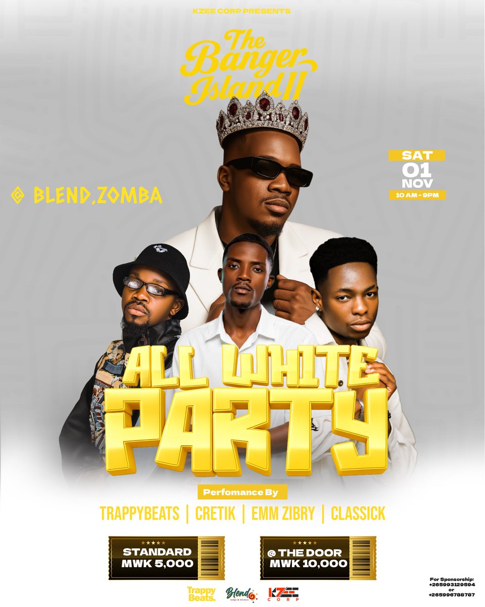 trappybeats265's tweet image. A great start to a great end of the year, zomba you are up first.
Classick, Emm Zibry, And Cretik Will be perfoming as well

For tickets contact: +265 99 312 9549 or +265 99 678 8787 
Tickets also available at: pamsikaonline.com/product/Banger