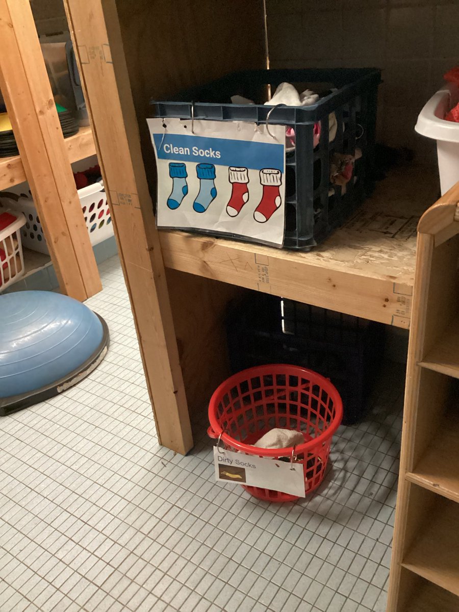 Setting up the Ss for success!  If they forget their shoes, they quickly borrow ours.  #physed #clean #organized