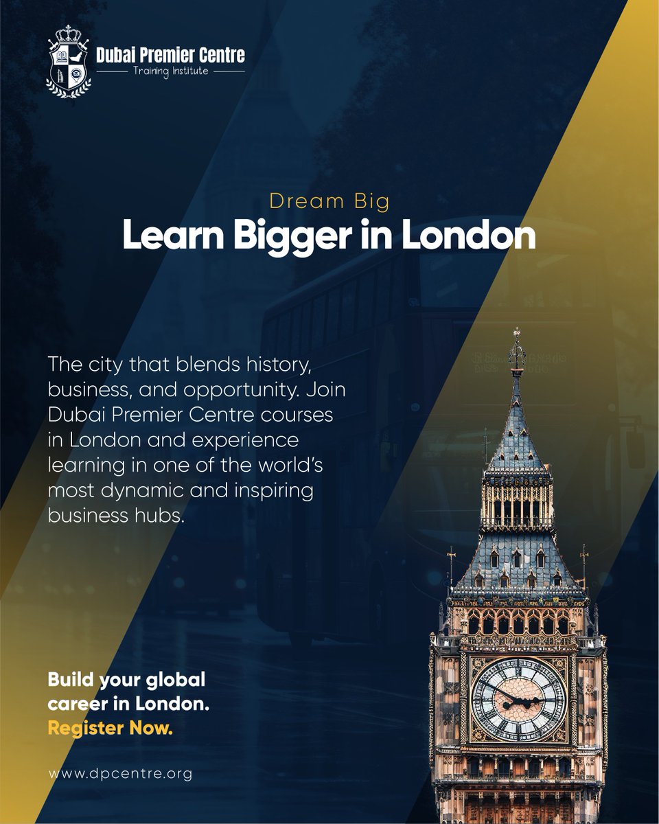 DPCentre_org's tweet image. Experience world-class learning in the heart of London — where business meets innovation.
Build your skills, expand your connections, and shape your global career.

👉 Build your global career in London.
🌐 Visit: dpcentre.org

#LondonLearning #GlobalTraining