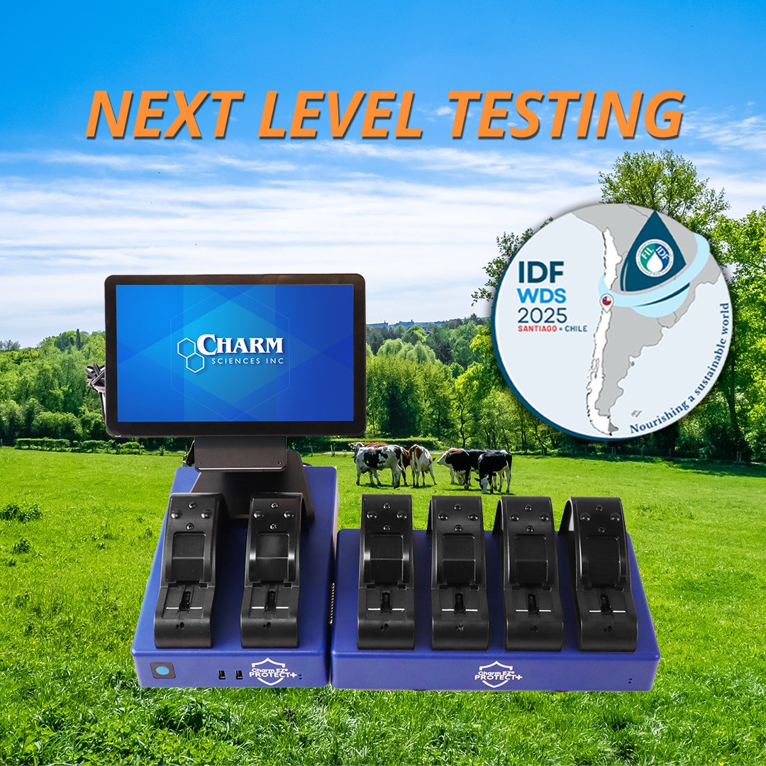 Charm is excited to join the global dairy community at the IDF World Dairy Summit, Oct 20–23, in Santiago, Chile! Stop by Stand #B5 to see the NEW Charm EZ Protect+ System, our latest innovation in rapid antibiotic testing.