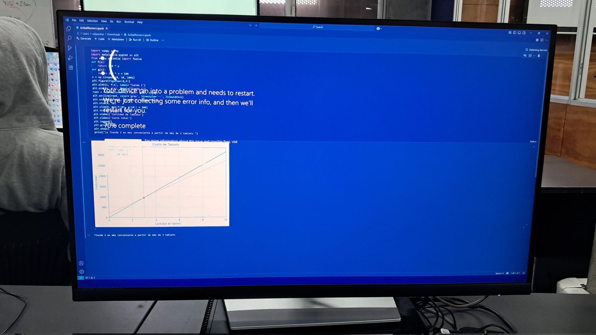 De los primeros blue screan que veo donde quedan los programa de fondo (no alcance a guardar mi code )